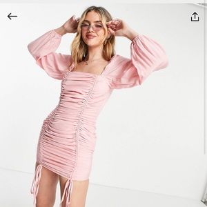 ASOS urban bliss ruched mini pink dress